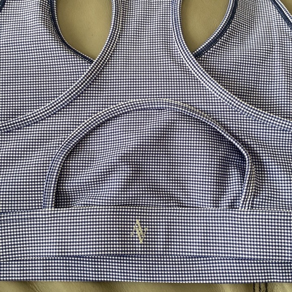 NWT Bandier Front Row Bra in Navy Gingham 💙🤍💙 - Picture 12 of 13